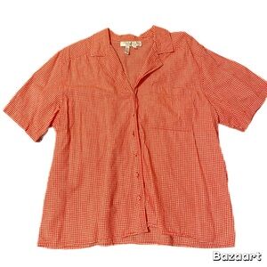 Laura & Jayne Women's Red Gingham Button Down Shirt 100% Cotton Size 16W
